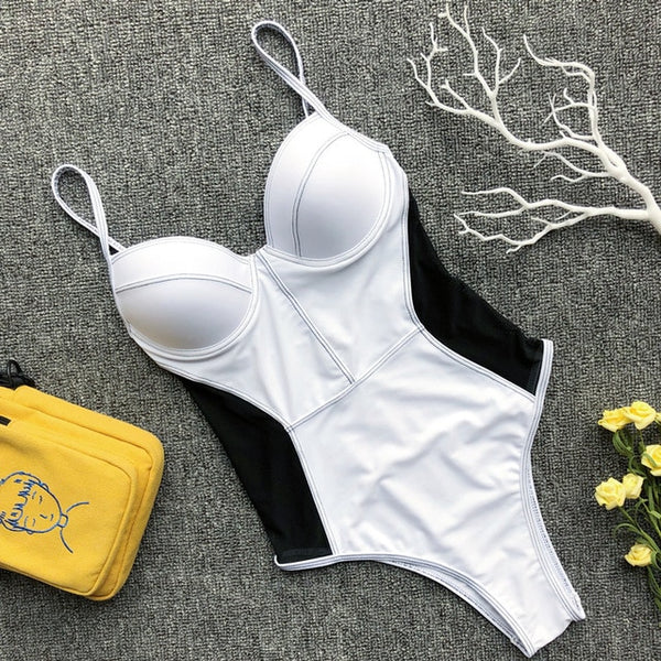 In-X Push up one piece swimsuit Bodysuit women Sexy snake print bikini 2019 High cut swimwear women monokini Padded bathing suit