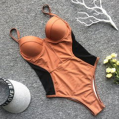 In-X Push up one piece swimsuit Bodysuit women Sexy snake print bikini 2019 High cut swimwear women monokini Padded bathing suit