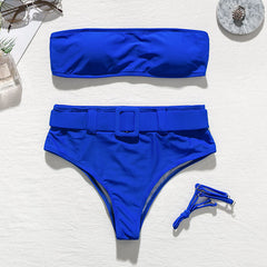 High waist Brazilian neon bikini 2019 Belt swimwear women Bandeau swimsuit female Push up bathing suit Summer bathers biquini