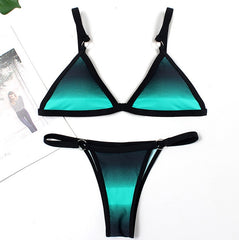 Sexy Stripe Print Swimsuit Women Solid Tube Top Bathing Suit High Cut Bikini Set Backless Beachwear Summer Brazilian Swimwear