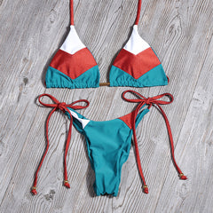 Sexy Floral Print Bikinis Striped Patchwork Swimsuit Women Bandage Bikini Set Swimwear Brazilian Beachwear New Bathing Suit