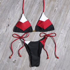 Sexy Floral Print Bikinis Striped Patchwork Swimsuit Women Bandage Bikini Set Swimwear Brazilian Beachwear New Bathing Suit