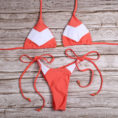 Sexy Floral Print Bikinis Striped Patchwork Swimsuit Women Bandage Bikini Set Swimwear Brazilian Beachwear New Bathing Suit