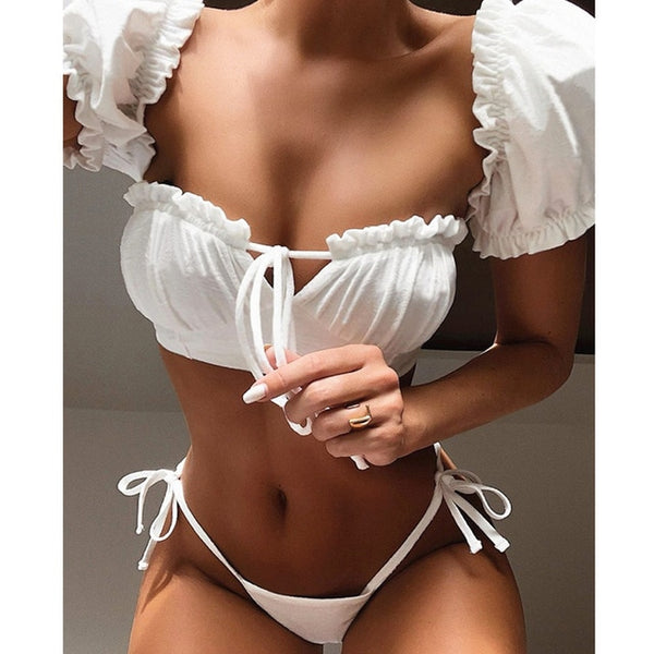 Sexy Polka Dot Bikini Women 2019 Two Piece Swimsuit Push Up Swimwear Floral Side Bathing Suit Brazilian Beach Wear Swimming Suit