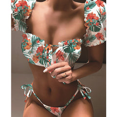 Sexy Polka Dot Bikini Women 2019 Two Piece Swimsuit Push Up Swimwear Floral Side Bathing Suit Brazilian Beach Wear Swimming Suit