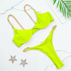 Sexy thong bikini 2020 Push up swimwear women High cut bodysuits one-piece swimsuit female Ring monokini Deep v-neck bathers new