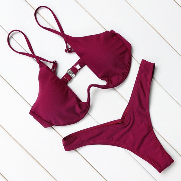 OMKAGI Brand Brazilian Bikini 2019 Swimsuit Swimwear Women Sexy Push Up Swimming Bathing Suit Beachwear Underwire Bikinis Set