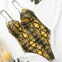 In-X Push up one piece swimsuit Bodysuit women Sexy snake print bikini 2019 High cut swimwear women monokini Padded bathing suit