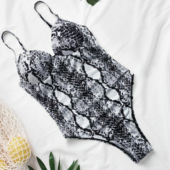 In-X Push up one piece swimsuit Bodysuit women Sexy snake print bikini 2019 High cut swimwear women monokini Padded bathing suit