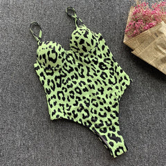 In-X Push up one piece swimsuit Bodysuit women Sexy snake print bikini 2019 High cut swimwear women monokini Padded bathing suit